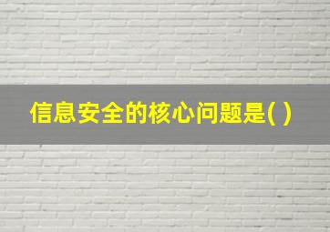 信息安全的核心问题是( )